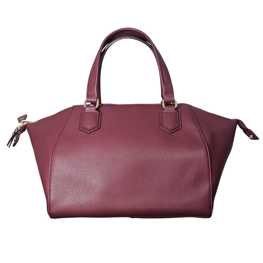 Ora‎ Delphine Burgundy Pebbled Leather Satchel Bag Gold Hardware Women Maroon
